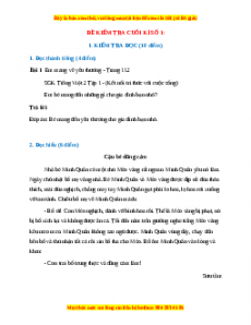 Đề thi cuối kì 1 Tiếng Việt lớp 2 Kết nối tri thức (Đề 1)