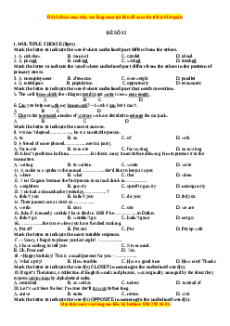 Đề thi trắc nghiệm Tiếng anh 10 năm 2022 - 2023 (Đề 32)