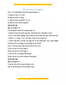 Trắc nghiệm Bài 2: Làm quen với trang tính