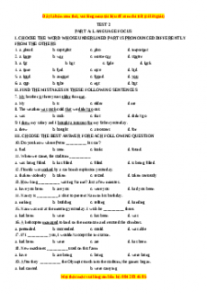 Test 2- Bộ đề bồi dưỡng học sinh giỏi tiếng Anh toàn diện lớp 6 - Giáo viên Linh Đan