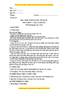 Giáo án GDCD 7 Bài 4 (Cánh diều): Học tập tự giác, tích cực