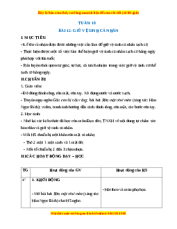 Giáo án HĐTN lớp 1 Tuần 18