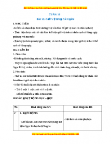 Giáo án HĐTN lớp 1 Tuần 18