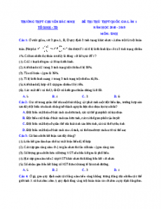 Bộ 82 Đề thi thử THPT Quốc Gia Sinh học năm 2019 chọn lọc từ các trường