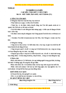 Giáo án Tự nhiên và xã hội 3 Kết nối tri thức Bài 29: Mặt trời, trái đất, mặt trăng