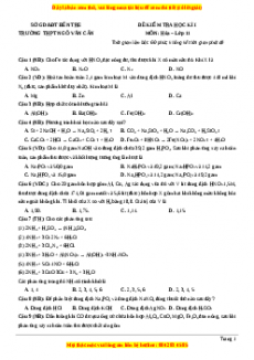 Đề thi học kì I Hóa lớp 11 trường THPT Ngô Văn Cấn - Bến Tre