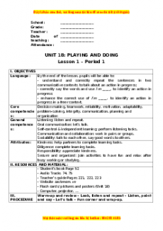 Giáo án Unit 18 Tiếng anh 3 global success