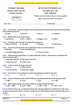 Đề thi thử Sinh học trường Hoàng Văn Thụ - Hòa Bình lần 1 năm 2023