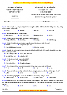 Đề thi thử Sinh học trường Hoàng Văn Thụ - Hòa Bình lần 1 năm 2023