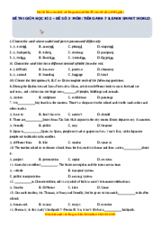 Đề thi giữa kì 2 Tiếng Anh 7 ilearn smart world năm 2022 - 2023 (Đề 3)