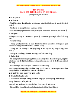 Giáo án Bài 6 Địa lí 7 Chân trời sáng tạo (2024): Đặc điểm dân cư, xã hội Châu Á