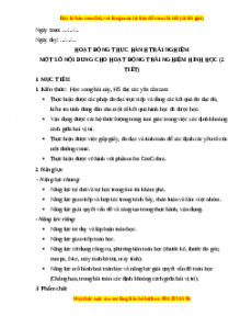 Giáo án Một số nội dung cho hoạt động trải nghiệm hình học Toán 10 Kết nối tri thức