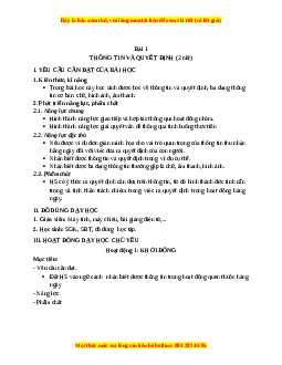 Giáo án Bài 1: Thông tin và quyết định Tin học 3 Kết nối tri thức
