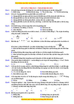 Đề thi thử Vật lí trường Phụ Dực - Thái Bình năm 2023