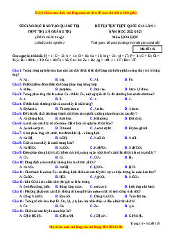 Đề thi thử Hóa Học trường Thị Xã Quảng Trị lần 1 năm 2023