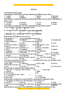 Đề thi trắc nghiệm Tiếng anh 10 năm 2022 - 2023 (Đề 34)