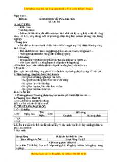 Giáo án Hóa 12 học kì I Tiết 20: Đại cương về polime