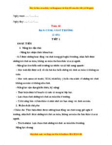 Giáo án TNXH 1 Kết nối tri thức Tuần 10