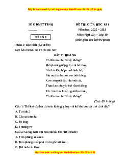 Đề thi giữa học kì 1 Ngữ Văn 10 Cánh diều có đáp án (Đề 8)