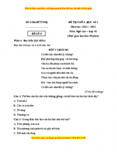 Đề thi giữa học kì 1 Ngữ Văn 10 Cánh diều có đáp án (Đề 8)