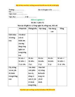 Giáo án Công nghệ 10 (Kết nối tri thức) Bài Kiểm tra giữa kì 1