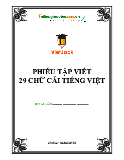 Phiếu tập viết 29 chữ cái tiếng Việt