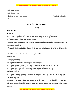 Giáo án Bài 4: Ôn tập chương 1 Hóa học 10 Kết nối tri thức