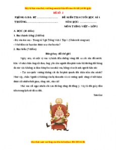 Đề thi học kì 1 Tiếng Việt lớp 2 Chân trời sáng tạo - Đề 3