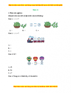 Phiếu bài tập cuối tuần Toán lớp 1 Tuần 21 Kết nối tri thức