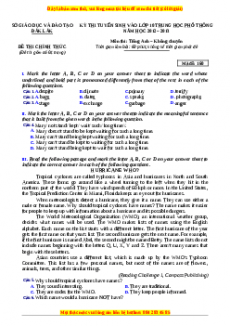 Đề thi vào 10 Tiếng Anh chính thức năm 2022 - 2023 (Đề 38)