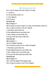 Trắc nghiệm Bài 8: Sử dụng các hàm có sẵn