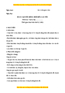 Giáo án Bài 8 Vật lí 10 Kết nối tri thức (2024): Chuyển động biến đổi - Gia tốc