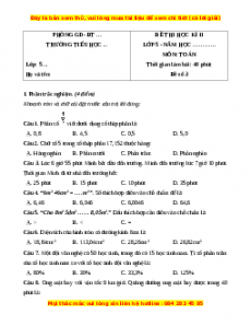 Đề thi cuối kì 2 Toán lớp 5 năm 2023 (Đề 3)