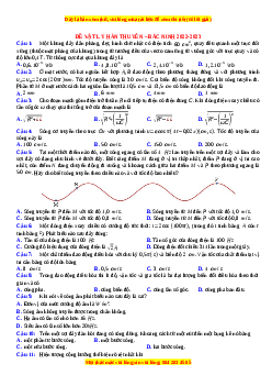 Đề thi thử Vật lí trường Hàn Thuyên - Bắc Ninh năm 2023