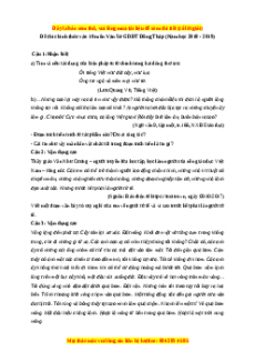 Đề thi tuyển sinh chính thức vào 10 môn Ngữ Văn năm 2018 - 2019 có đáp án - Sở GDĐT Đồng Tháp