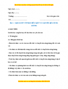 Giáo án Khái quát về trao đổi chất và chuyển hóa năng lượng Sinh học 11 Kết nối tri thức
