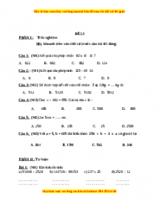 Đề thi Toán lớp 4 cuối kì 1 năm 2022 - 2023 (Đề 23)