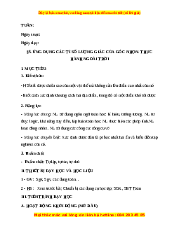 Giáo án Ứng dụng thực tế các tỉ số lượng giác của góc nhọn. Thực hành ngoài trời Toán 9 Học kì 1