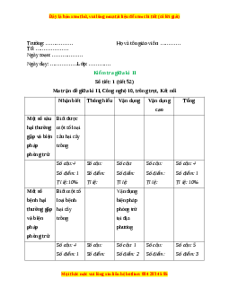 Giáo án Công nghệ 10 (Kết nối tri thức) Bài Kiểm tra giữa kì 2