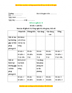 Giáo án Công nghệ 10 (Kết nối tri thức) Bài Kiểm tra giữa kì 2