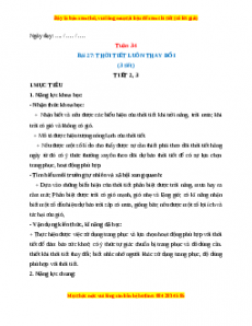 Giáo án TNXH 1 Kết nối tri thức Tuần 34