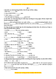 Học kỳ 2: Phần 2 Một số đề kiểm tra học kỳ 2 - Mục B- Đề kiểm tra học kì số 3-Giáo viên Mai Lan Hương đầy đủ đáp án