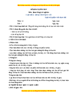 Giáo án HĐTN 3 Tuần 12 Chân trời sáng tạo: Kính yêu thầy cô - thân thiện với bạn bè