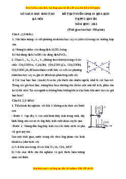 Đề thi vào 10 môn Hóa học năm 2023 - Trường THPT Chuyên Hà Nội