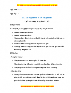 Giáo án Định lí Côsin và định lí Sin Toán 10 Chân trời sáng tạo