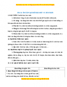 Giáo án TNXH 1 Chân trời sáng tạo Ôn tập chủ đề Trái Đất và Bầu trời