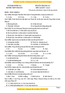Đề thi cuối kì 1 Lịch sử 11 trường THPT Vĩnh Cửu - Đồng Nai