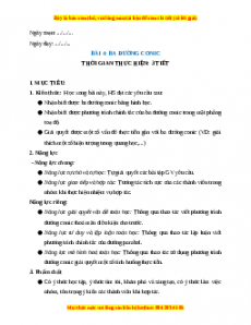 Giáo án Ba đường Conic Toán 10 Cánh diều