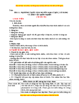 Giáo án Bài 11 Địa lí 7 Chân trời sáng tạo (2024): Phương thức con người khai thác, sử dụng và bảo vệ thiên nhiên