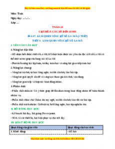 Giáo án Toán 3 Kết nối tri thức Tuần 20: Làm quen với các số la mã